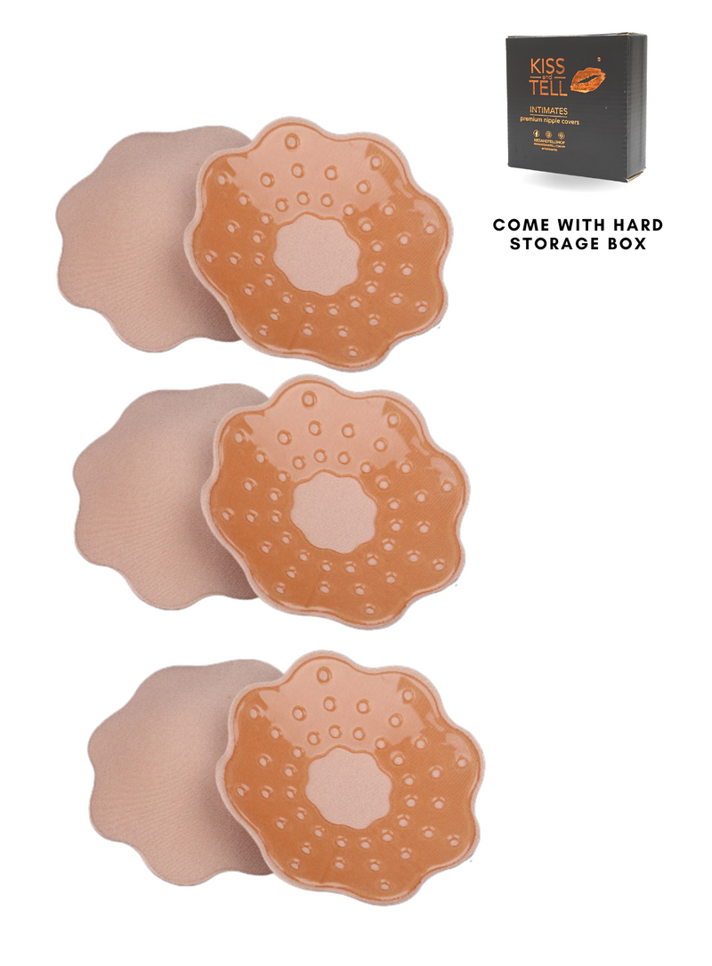 3 Packs Nipple Pads Flower in Nude Nubra Invisible Reusable