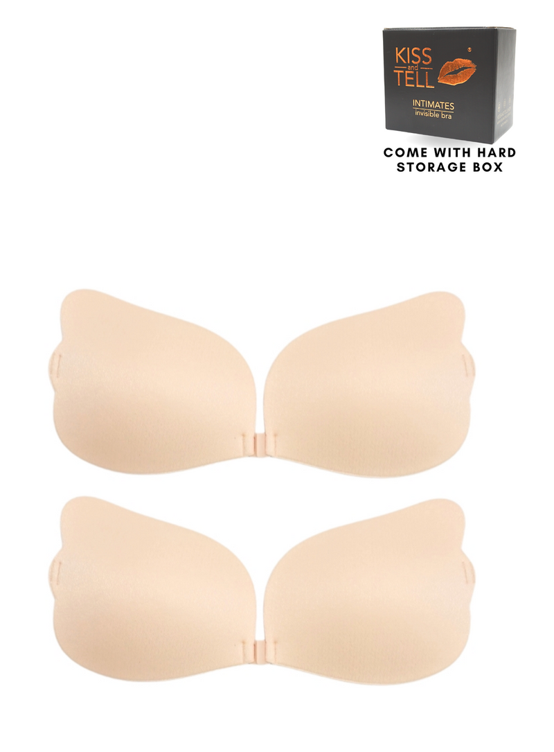 NuBra Seamless Push Up Adhesive Bra with Molded Pads and Cleanser, Nude, A