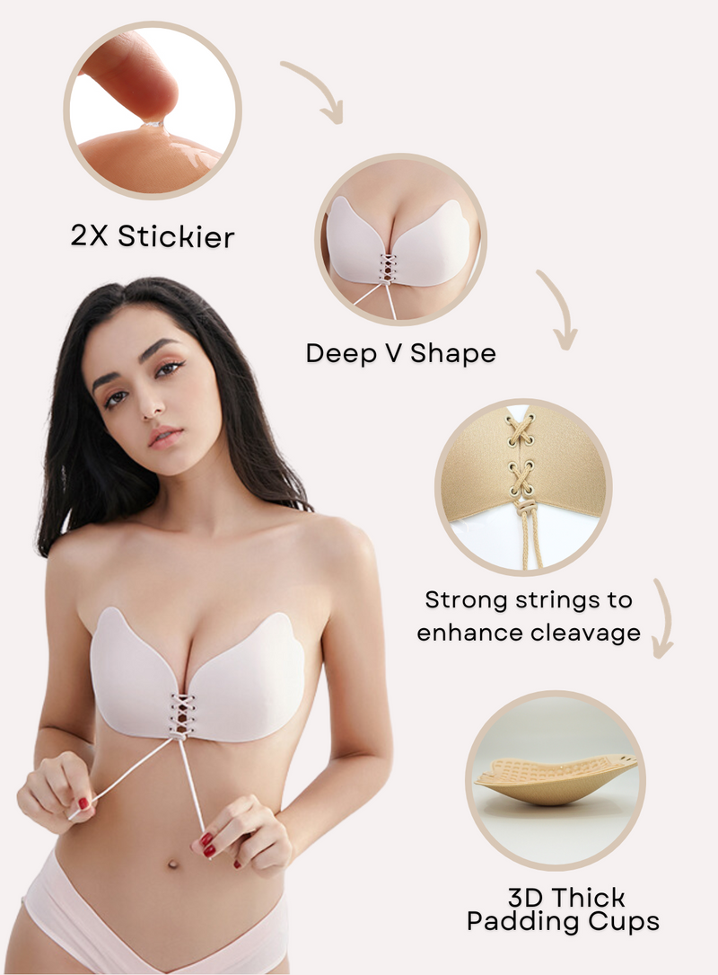 Perfect Shape PVC Strap Invisible Bra - Nude