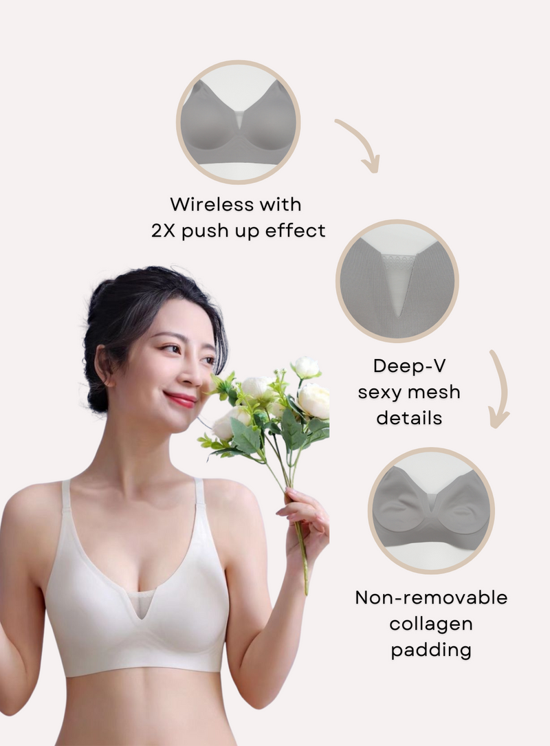 Premium Angela Seamless Wireless Paded Push Up Bra in White – Kiss & Tell  Malaysia