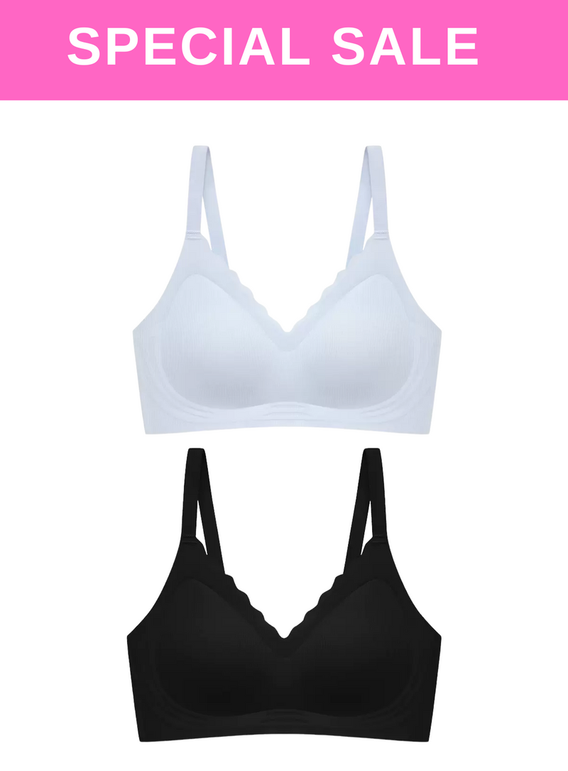 2 Pack Delia Wireless Push Up Support Bra in Blue and Black – Kiss