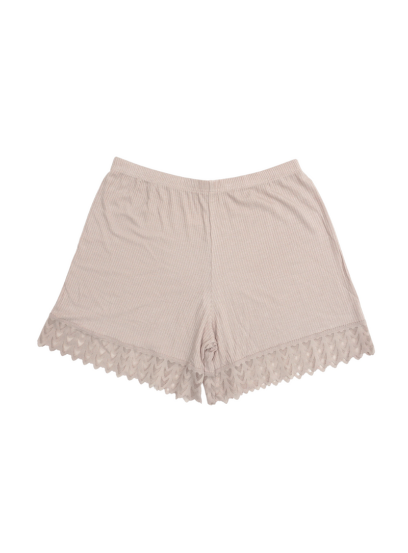 Comfy Rib Lace Shorts in Nude