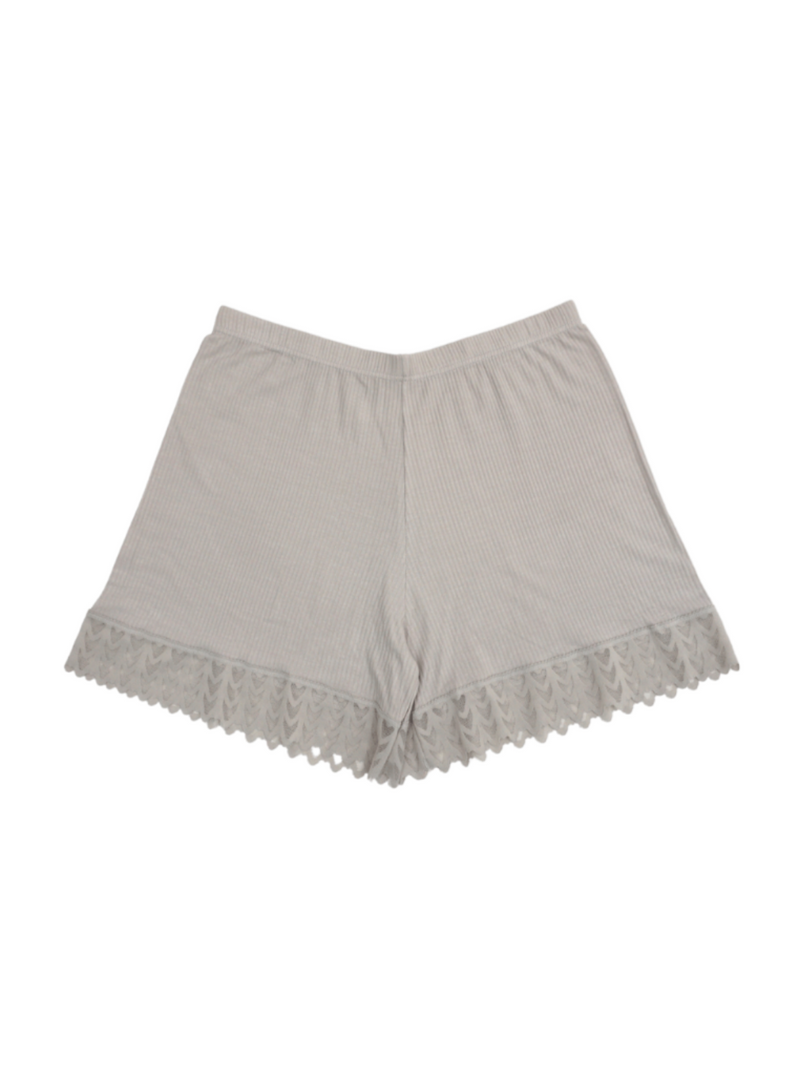 Comfy Rib Lace Shorts in Taupe