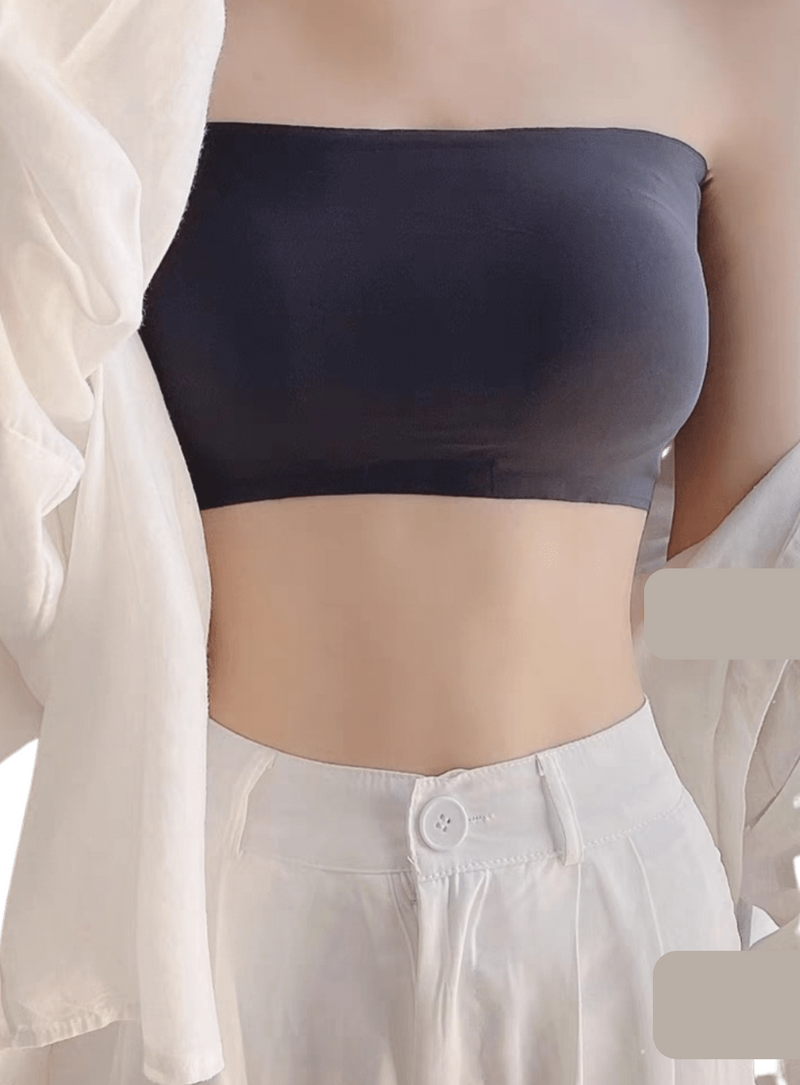 2 Pack Premium Asher Strapless Non-Slip Ice Silk Bralette Top in Black n White