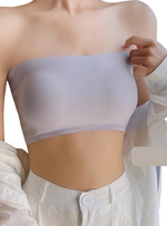 2 Pack Premium Asher Strapless Non-Slip Ice Silk Bralette Top in Red n Grey