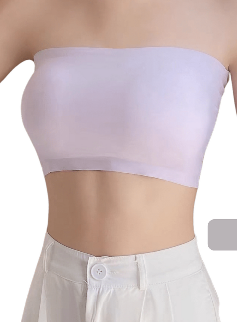 2 Pack Premium Asher Strapless Non-Slip Ice Silk Bralette Top in Nude n Black