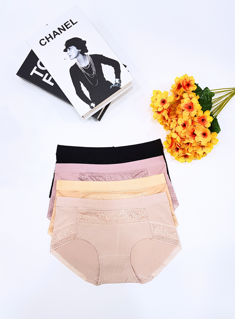 4 Pack Adeline Cotton With Lace Panties Bundle A