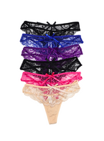 6 Pack Emily Sexy Lace G String Thong Panties Bundle C