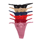 6 Pack Giselle Sexy Lace G String Thong Panties Bundle A