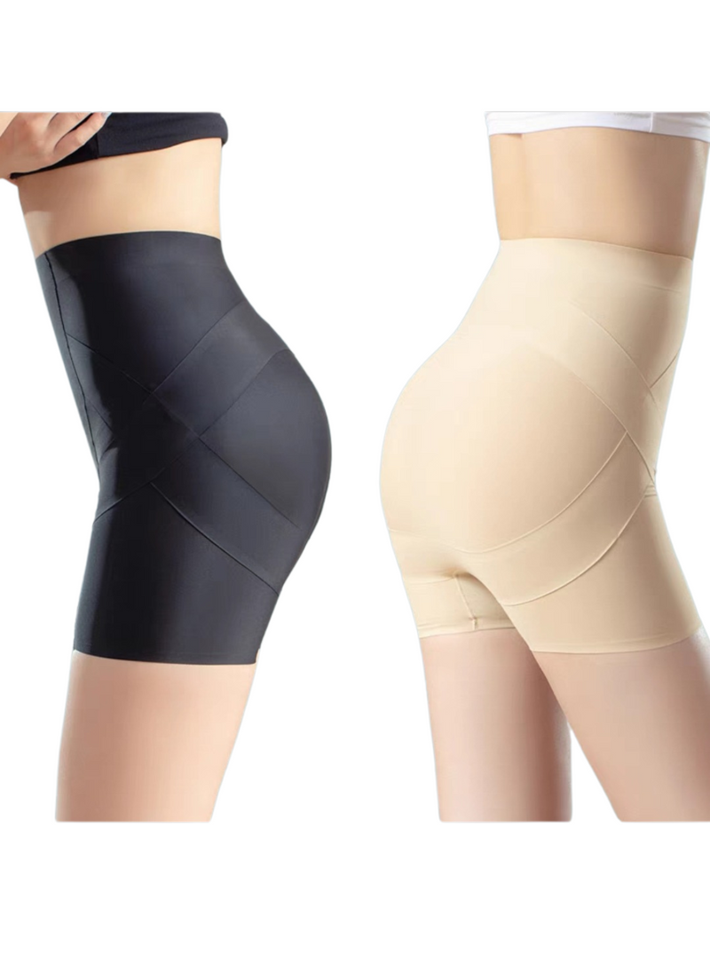2 Pack Premium Power Tummy Tuck Butt Lifting Safety Shorts Panties in Nude and Black