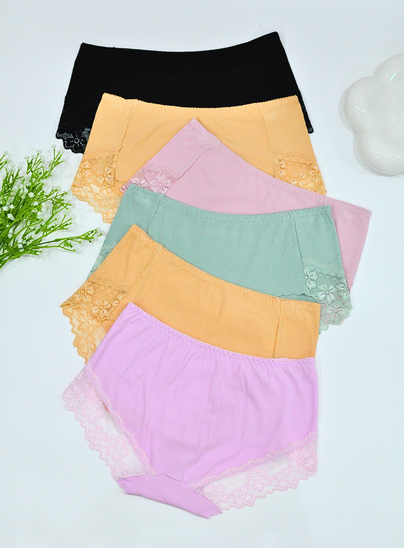 6 Pack Arya Cotton Lace Panties Bundle A