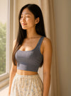 Carissa Cotton-Ribbed Bralette Top