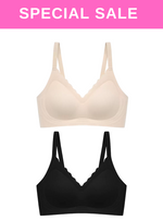 2 Pack Delia  Wireless  Push Up Support Bra in Nude and Black