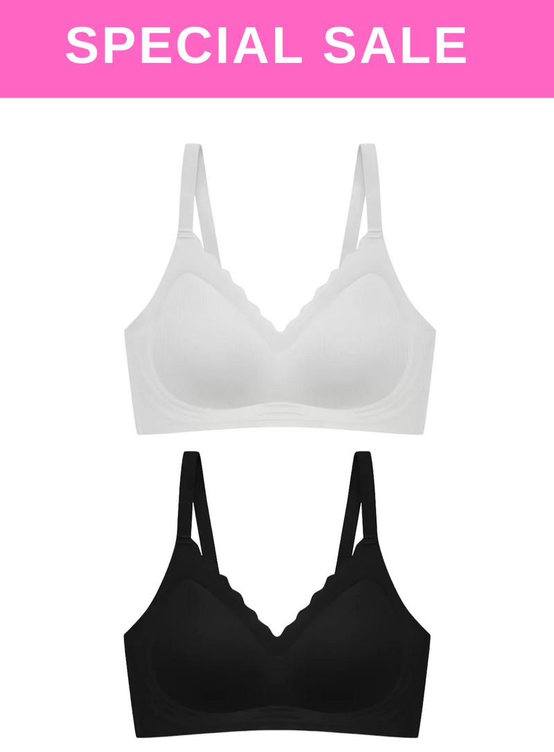2 Pack Delia Wireless Push Up Support Bra in Grey and Black
