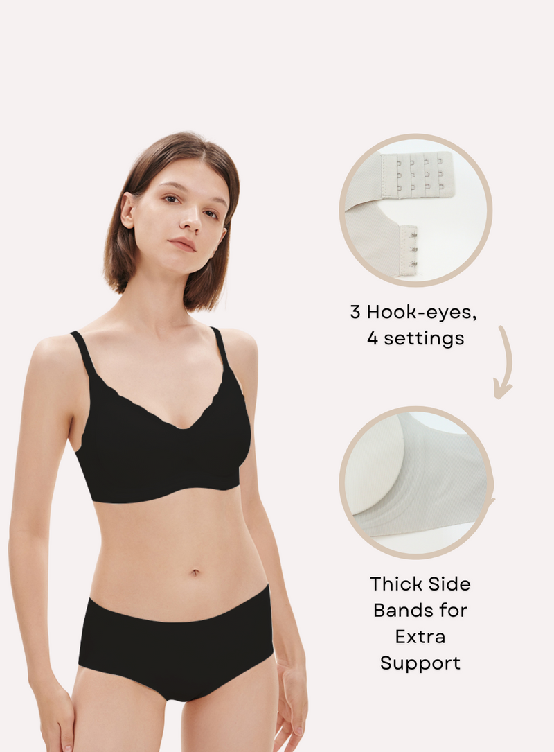 Delia Seamless Wireless Comfortable Push Up Support Bra in Black – Kiss &  Tell Malaysia