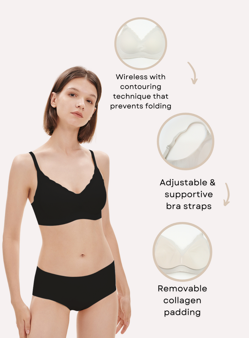 [Backorder] 2 Pack Delias  Wireless  Push Up Support Bra in Nude and Black