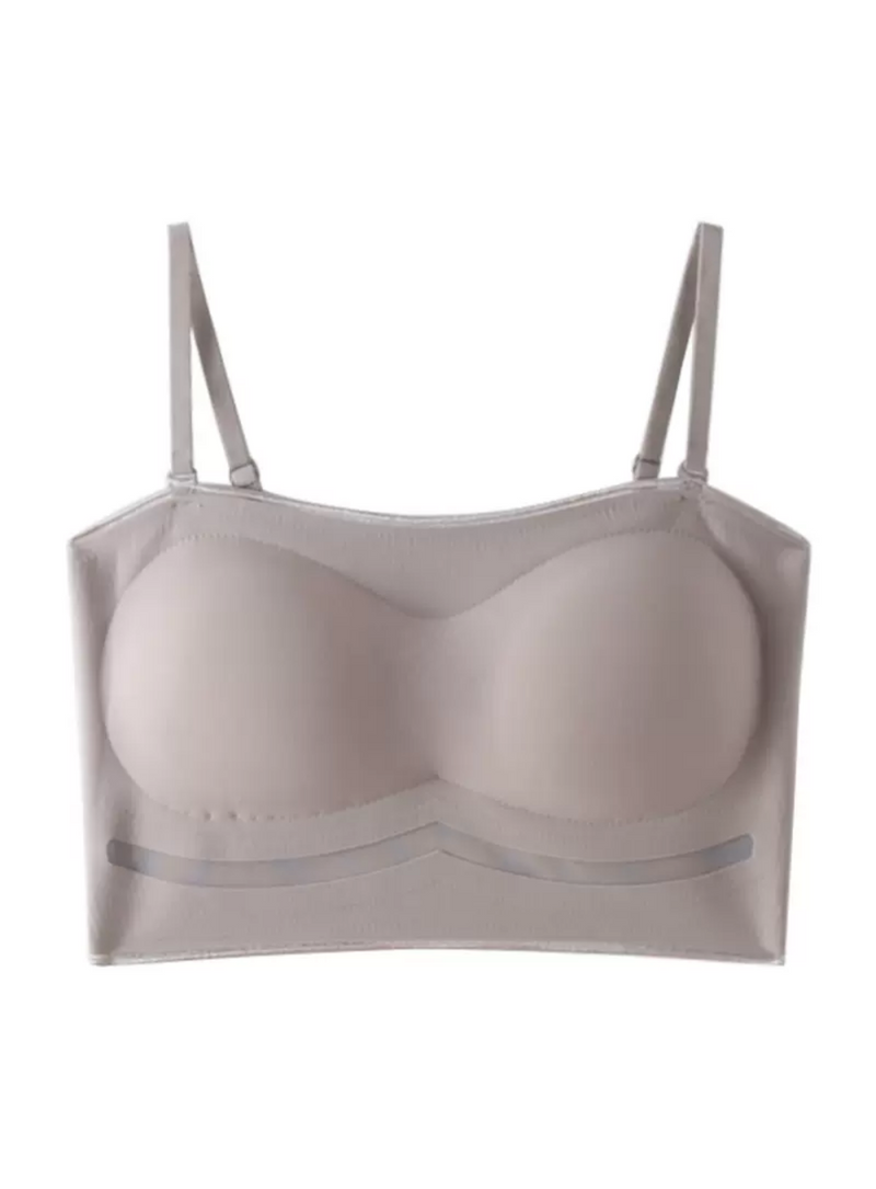 Premium Divya Sexy Criss Cross Back Seamless Bralette Top in Taupe