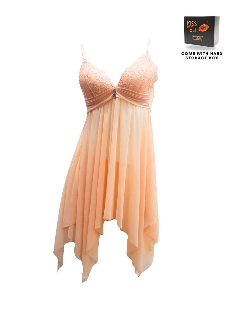 Premium Elvira Lingerie Corset Night Gown Nighties Teddy in Nude