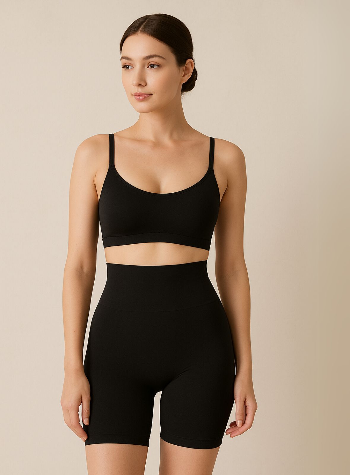Joella High-Waisted Girdle Shorts in Black