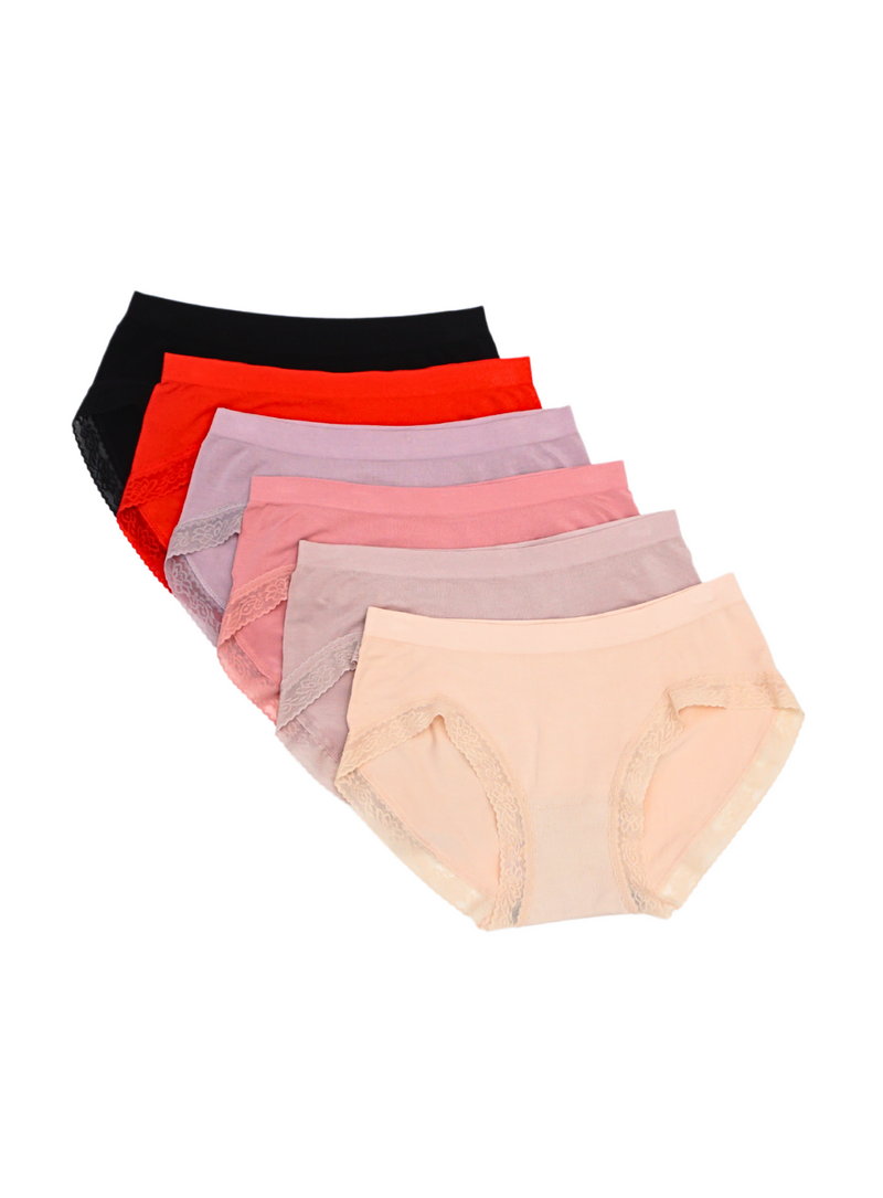 6 Pack Kate Brief Cotton with Lace Panties Bundle B