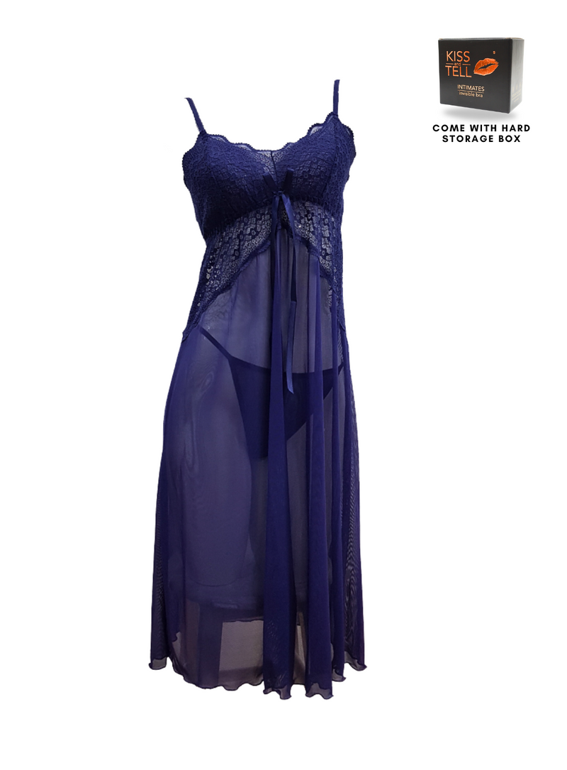 Premium Maddie Lingerie Corset Night Gown Nighties in Blue