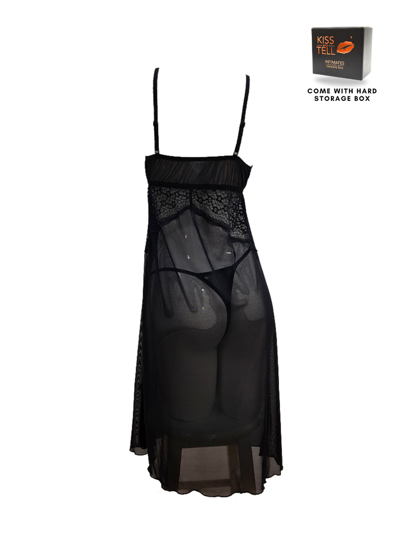 Premium Maddie Lingerie Corset Night Gown Nighties in Black