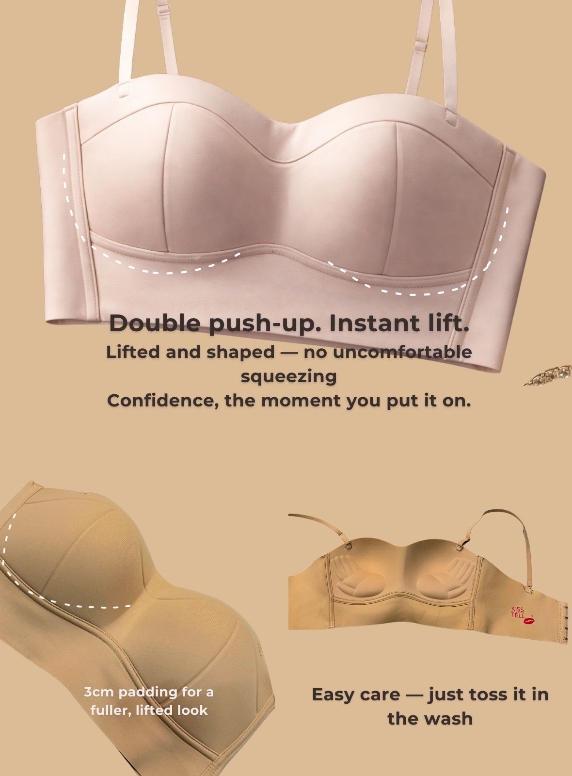 Blaire Strapless Wireless Push Up Bra
