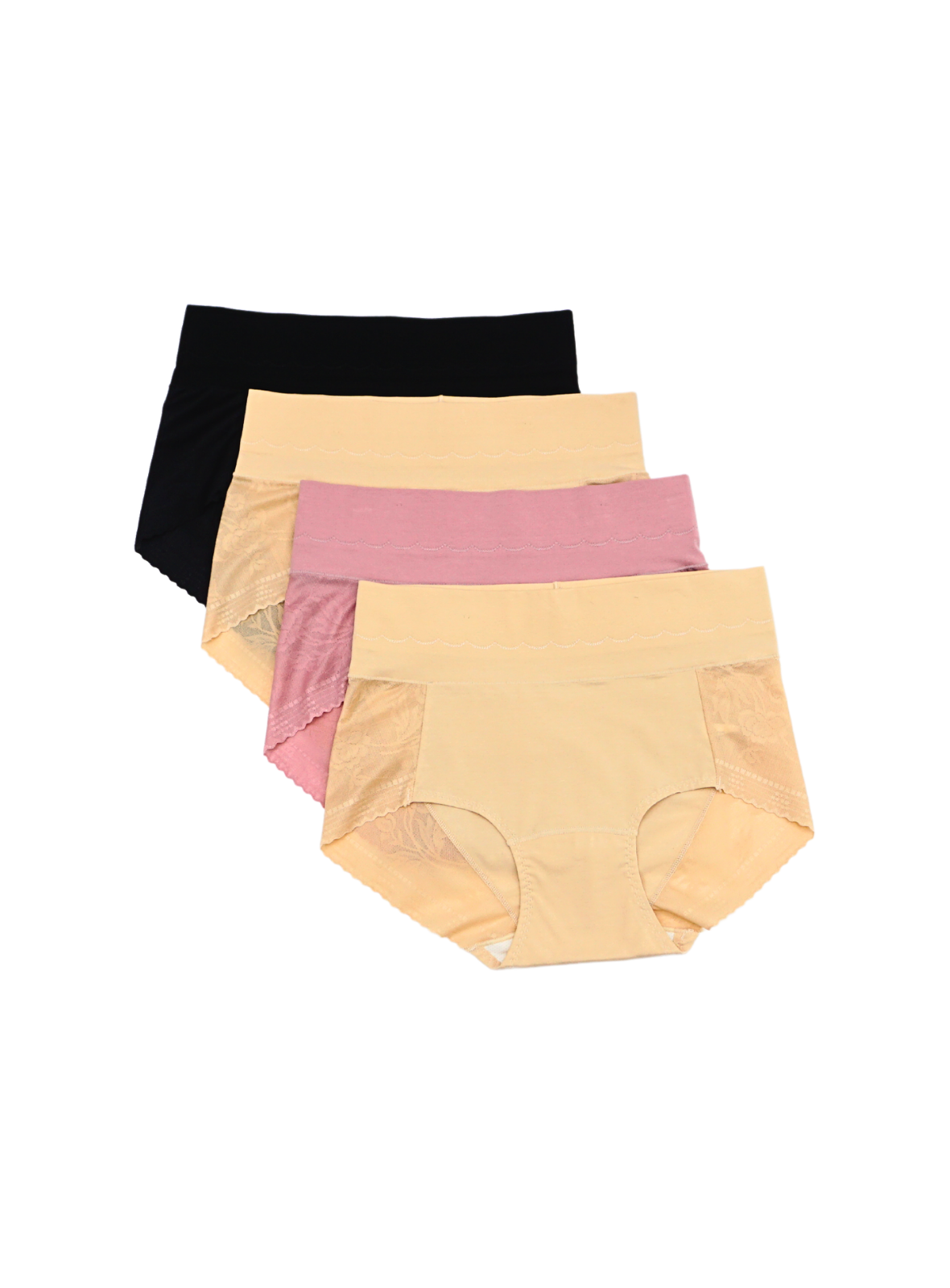 4 Pack Noelle High Waisted Cotton with Lace Panties