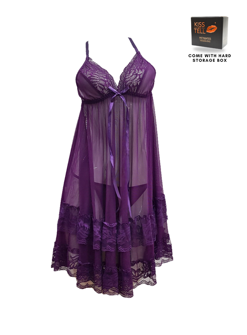Premium Odelle Lingerie Corset Night Gown Nighties in Purple