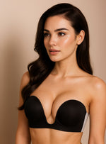 Plunging Push Up Bra in Black