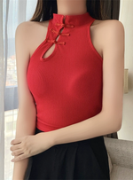 Premium Scarlett Cheongsam Soft Rib Corset Top Bralette in Red