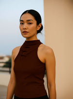 Scarlett Cheongsam Bralette in Brown