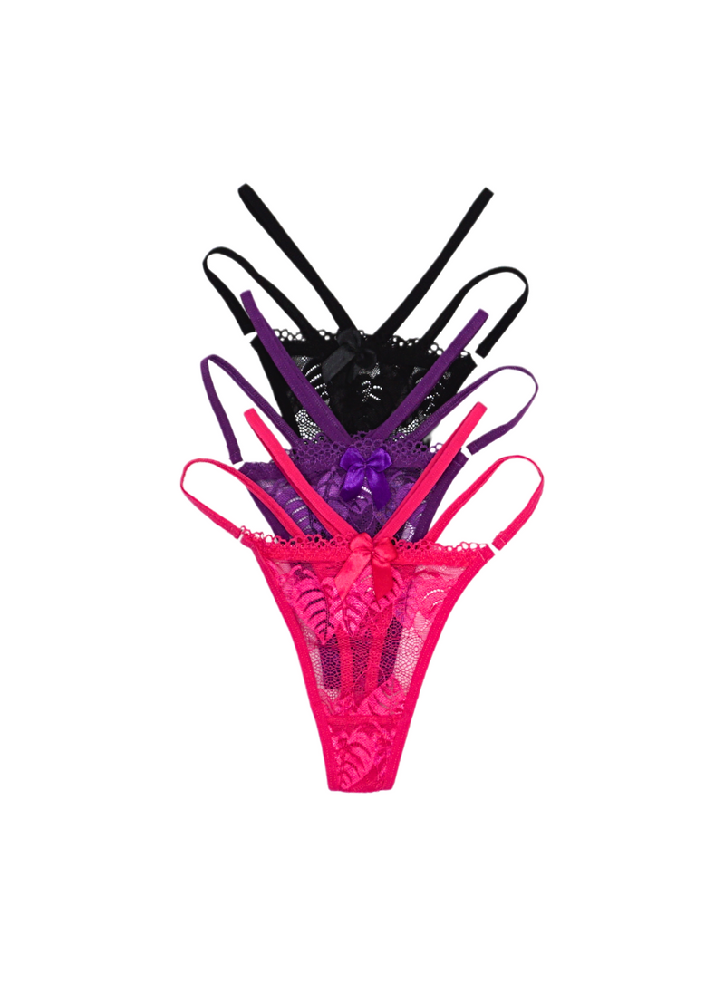 3 Pack Taylor Sexy Lace G String Thong Panties Bundle E
