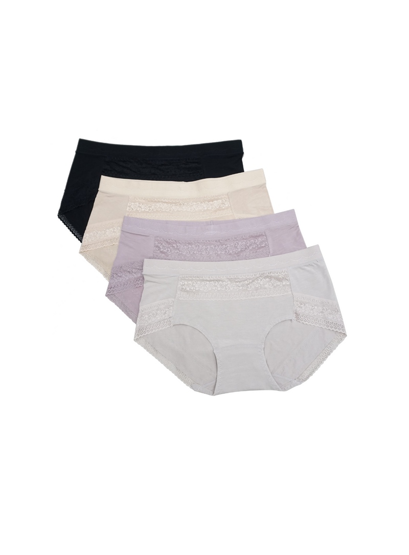 4 Pack Adeline Cotton With Lace Panties Bundle A