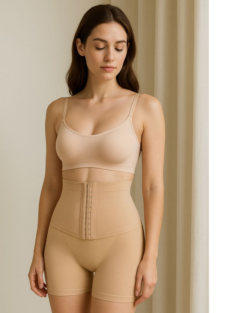 Wara High-Waisted Girdle Shorts in Nude