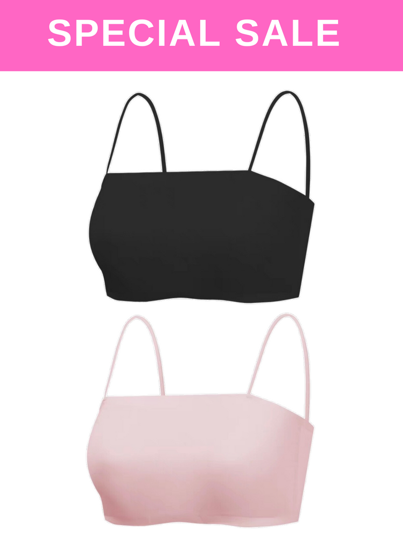 2 Pack Premium Agnes Ice Silk Bralette Inner Top Tube Top in Black n Pink