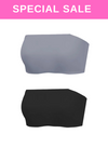 2 Pack Premium Asher Strapless Non-Slip Ice Silk Bralette Top in Black n Grey