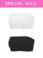 2 Pack Premium Asher Strapless Non-Slip Ice Silk Bralette Top in Black n White