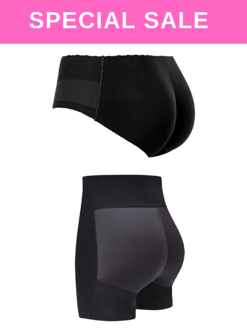 2 Pack Kaira n Kelsie Butt Lifter High Waisted n Low Waist Padded Underwear Hip Pads Enhancer Panty in Black