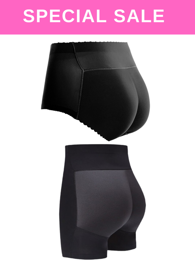 2 Pack Kaira n Kalene Butt Lifter High Waisted n Mid Rise Padded Underwear Hip Pads Enhancer Panty in Black