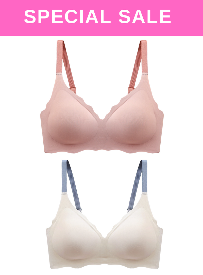 2 Pack Daisy Seamless Push Up Bra In Pink n White