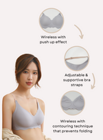 2 Pack Daisy Seamless Push Up Bra In Blue n White