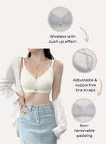 [Backorder] 2 Pack Lucia Seamless Wireless Paded Push Up Bra in Nude and White
