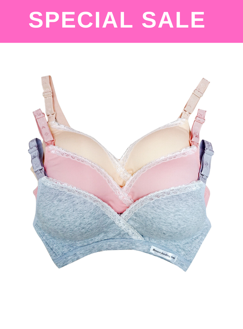 3 Pack Elaine Push Up Nursing Bra