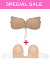 2 Pack Butterfly Seamless Bra and Plunging Push Up Nubra in Nude