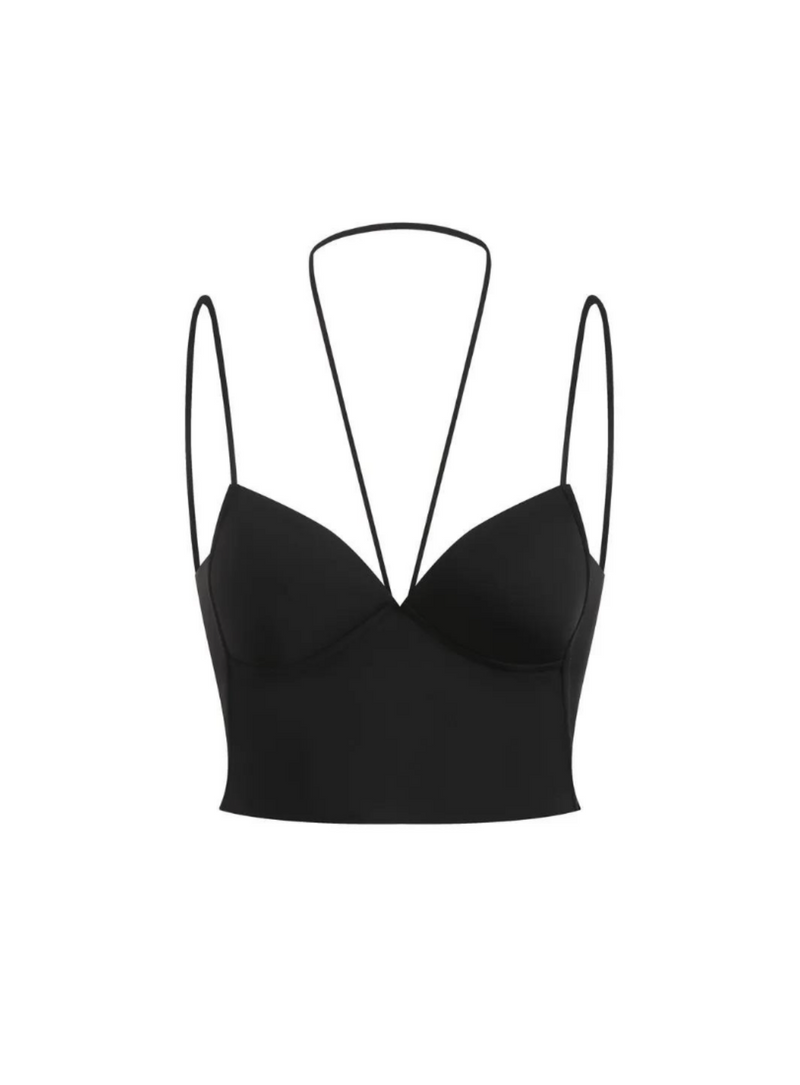 Premium Rayna Corset Top With Straps Bralette Top in Black
