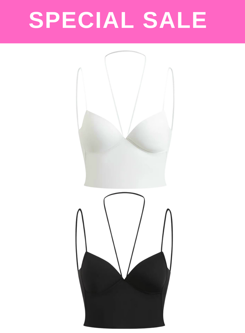 2 Pack Premium Rayna Corset Top With Straps Bralette Top in  White n Black
