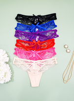 6 Pack Emily Sexy Lace G String Thong Panties Bundle A