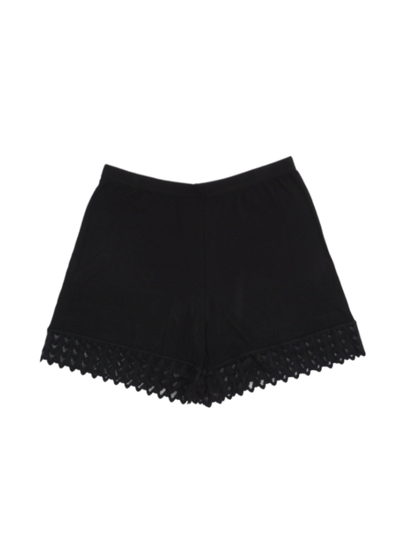 Comfy Rib Lace Shorts in Black