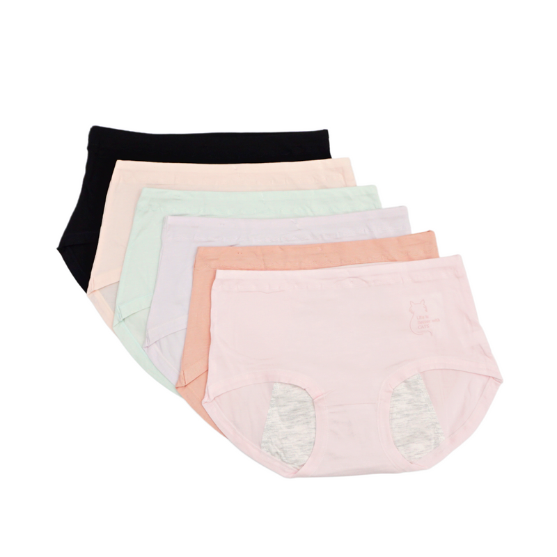 6 Pack Vera Cotton Menstrual Panties Bundle A